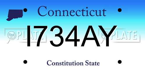 I734AY Connecticut License Plate