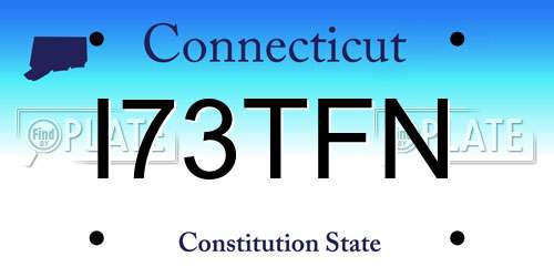 I73TFN Connecticut License Plate