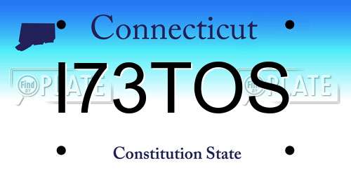 I73TOS Connecticut License Plate