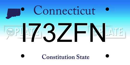 I73ZFN Connecticut License Plate
