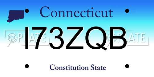 I73ZQB Connecticut License Plate