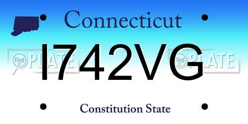 I742VG Connecticut License Plate