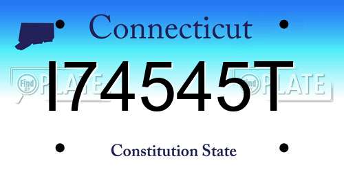 I74545T Connecticut License Plate