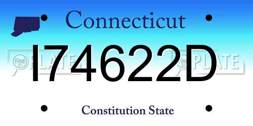 I74622D Connecticut License Plate