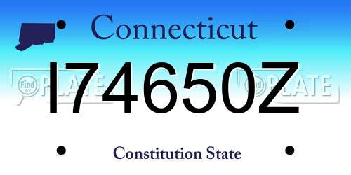 I74650Z Connecticut License Plate