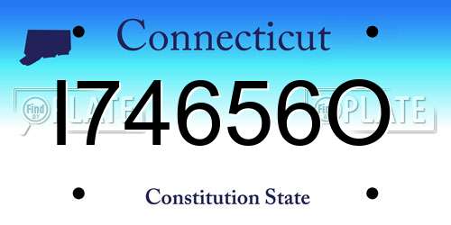 I74656O Connecticut License Plate