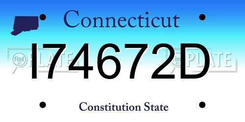 I74672D Connecticut License Plate