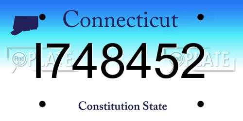 I748452 Connecticut License Plate