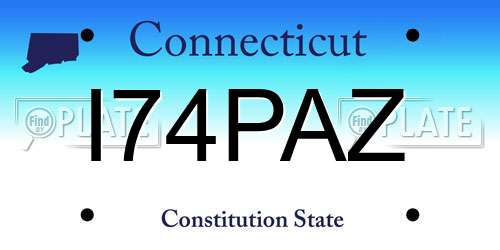 I74PAZ Connecticut License Plate