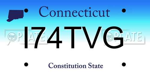 I74TVG Connecticut License Plate