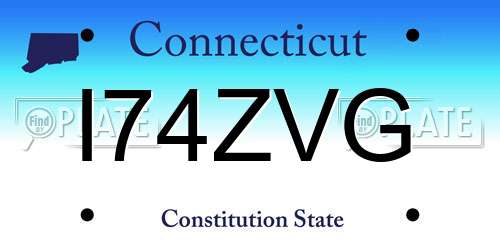 I74ZVG Connecticut License Plate