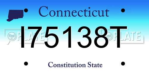 I75138T Connecticut License Plate