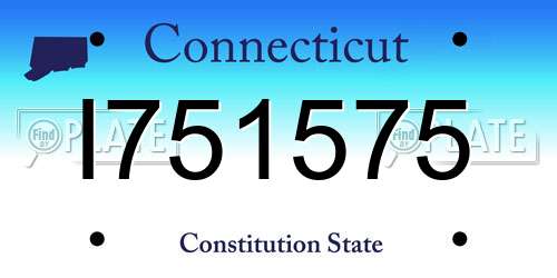 I751575 Connecticut License Plate