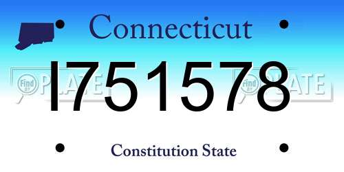 I751578 Connecticut License Plate