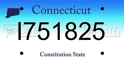 I751825 Connecticut License Plate