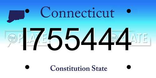 I755444 Connecticut License Plate
