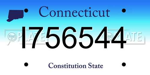 I756544 Connecticut License Plate