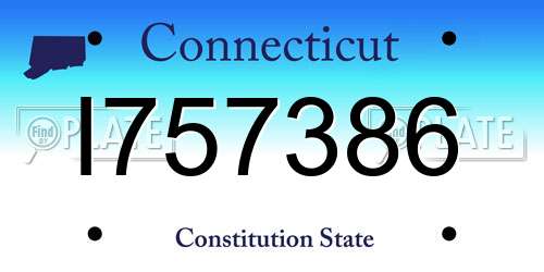 I757386 Connecticut License Plate