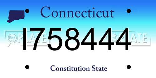 I758444 Connecticut License Plate
