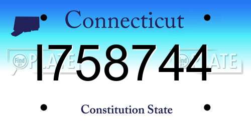 I758744 Connecticut License Plate