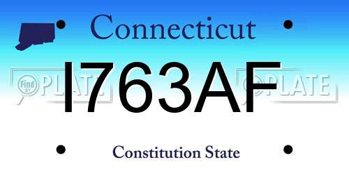I763AF Connecticut License Plate