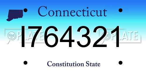 I764321 Connecticut License Plate