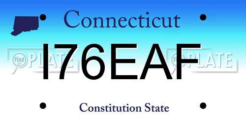 I76EAF Connecticut License Plate