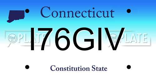 I76GIV Connecticut License Plate