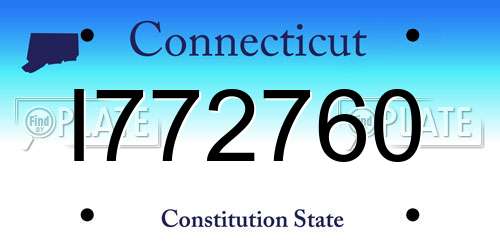 I772760 Connecticut License Plate