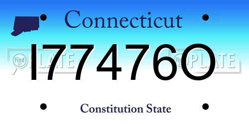 I77476O Connecticut License Plate
