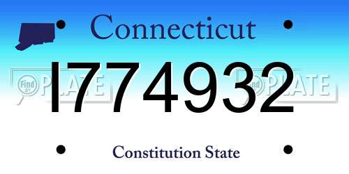 I774932 Connecticut License Plate