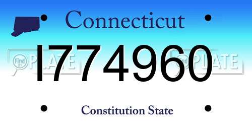 I774960 Connecticut License Plate