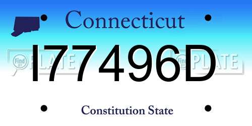 I77496D Connecticut License Plate