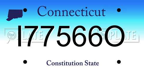 I77566O Connecticut License Plate