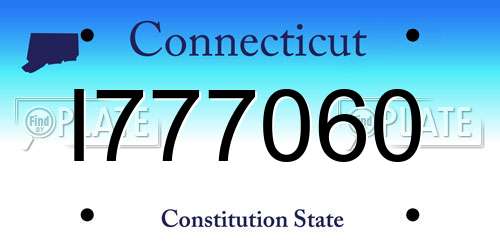 I777060 Connecticut License Plate