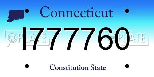 I777760 Connecticut License Plate