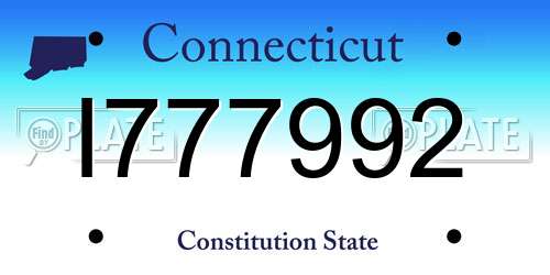 I777992 Connecticut License Plate