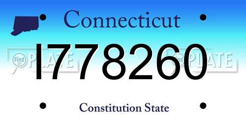 I778260 Connecticut License Plate