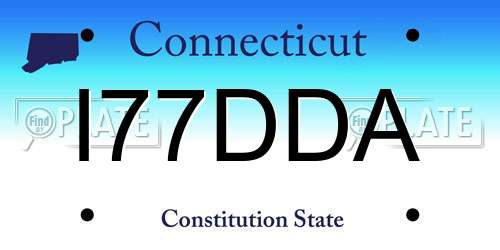 I77DDA Connecticut License Plate