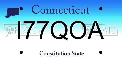 I77QOA Connecticut License Plate
