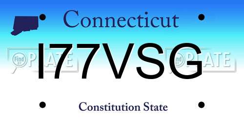 I77VSG Connecticut License Plate