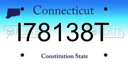 I78138T Connecticut License Plate
