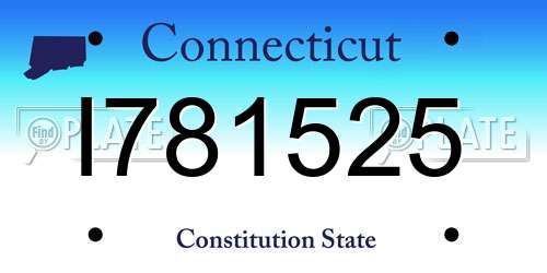 I781525 Connecticut License Plate
