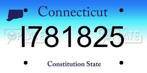 I781825 Connecticut License Plate