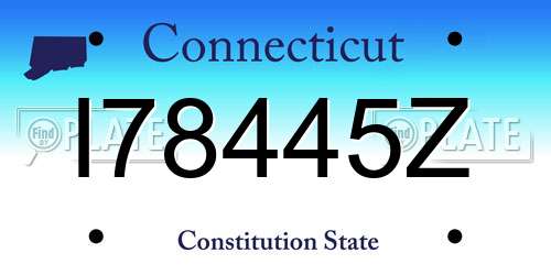 I78445Z Connecticut License Plate