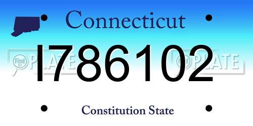I786102 Connecticut License Plate