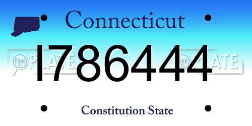 I786444 Connecticut License Plate