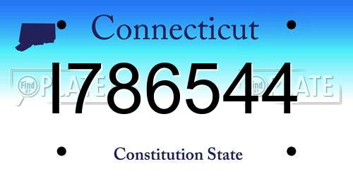 I786544 Connecticut License Plate