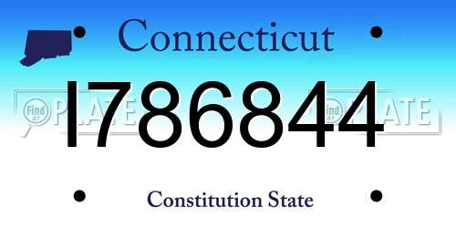 I786844 Connecticut License Plate