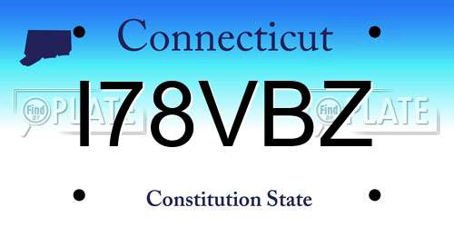 I78VBZ Connecticut License Plate